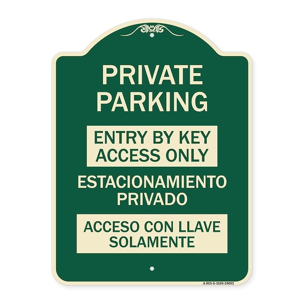 Signmission Entry by Key Access Estacionamiento Privado Acceso Con Llave Solamente Alum, 24" H, G-1824-24092 A-DES-G-1824-24092 - main